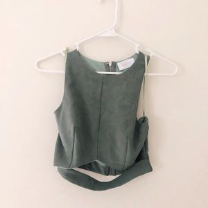 Hallelu Sage Green Cutout Crop Top